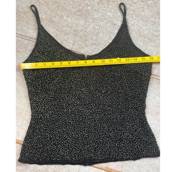 Chaudry Beaded Camisole Womens S Black Gold Silk Back Zip Heavy NWT Deadstock - Picture 5 of 15